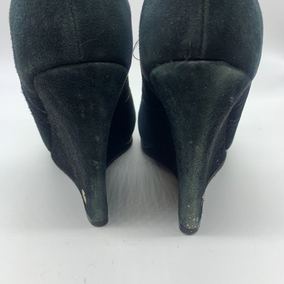Tori Burch Sculpted Wedge Black Bootie 8M - Picture 7 of 8